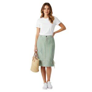 Johnny Was Striped Adjustable Drawstring Balloon Skirt Size 14 | Cotton Blend